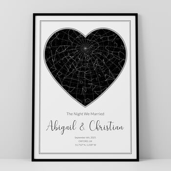 Personalised Star Map Print Romantic Heart Design, 2 of 12