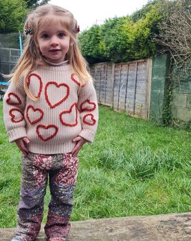 Hand Embroidered 'Hearts' Valentines Baby And Toddler Jumper, 5 of 5