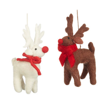 Handmade Fairtrade Felt Christmas Rudolph Decoration, 2 of 12
