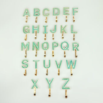 G Decor Alphabet Green Crackle Hooks Antique Brass, 11 of 11