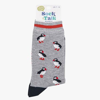 Puffin Bamboo Socks Men's Grey, 4 of 4