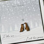 Penguin Couple Mistletoe Snowy Love Christmas Card, thumbnail 2 of 10