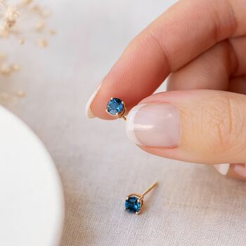 9ct Gold December Birthstone Stud Earrings – 4mm, 4 of 8