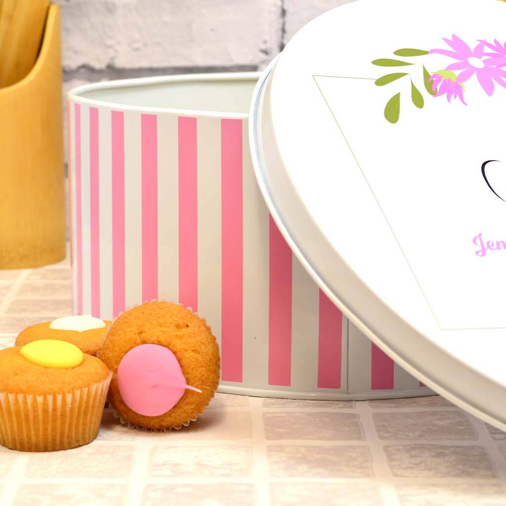 Personalised Stripy Pink Cake Tin By