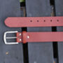 Premium Handmade Mens Leather Belt Red 35mm Wide, thumbnail 3 of 9