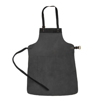 Personalised Black Double Pocket Leather Apron, 4 of 7