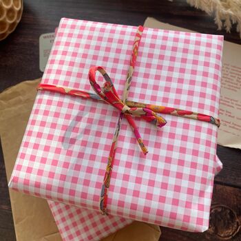 Pink Gingham Paper Fibre Wrapping/Patterned Paper Sheet, 9 of 12