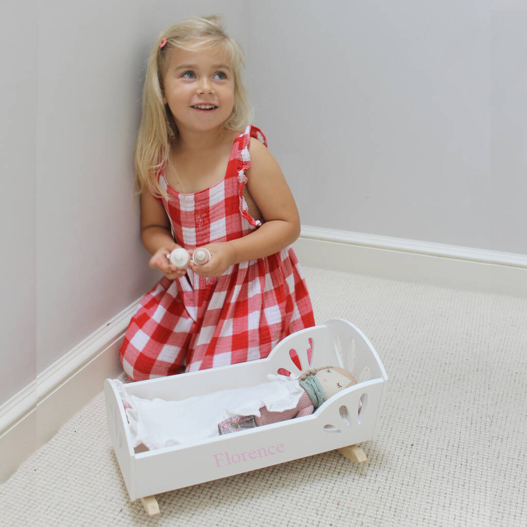 Personalised Wood Dolls Cot By Lime Tree London