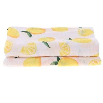 Muslin Square Baby Shower Burp Cloth Lemon Set Of Three, 3 of 5