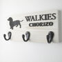 Personalised Walkie's Dog Name And Breed Dog Hook Sign, thumbnail 1 of 11