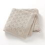 Beige Organic Cotton Knitted Cellular Baby Blanket, thumbnail 1 of 2