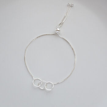 40th Birthday Linked Rings Sliding Silver Bracelet, 2 of 8