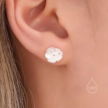 Violet Flower Stud Earrings In Sterling Silver, 2 of 11