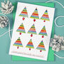 Ten Personalised Rainbow Trees Christmas Cards, thumbnail 1 of 2
