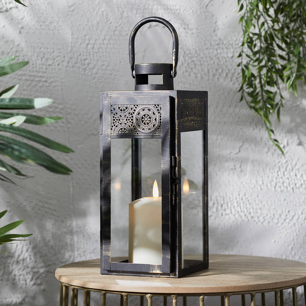 Bronze Antiqued Moroccan Candle Lantern, 1 of 3