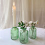 Set Of Two Green Pressed Glass Bottle Vases Florence, thumbnail 5 of 7