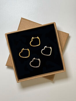 Women's Small Heart Hoop Earrings In Gold, Minimalist Jewellery, 2 of 7