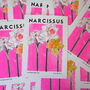 Narcisuss Floral Fluoro Pink Risograph Print, thumbnail 1 of 4