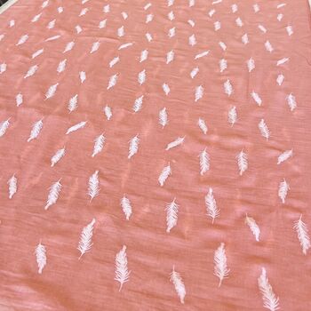 Coral Peach Embossed Feather Scarf, 3 of 6