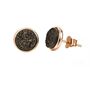 Druzy Coffee Crystal Round 18k Rose Gold Plated Studs, thumbnail 3 of 4