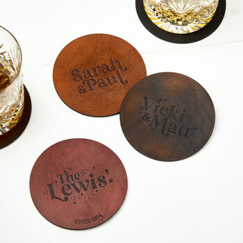 Leather Wedding 3rd Anniversary Coaster, 2 of 6