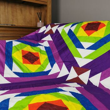 Colourful Quilt Rainbow Snail Trail Double Bed Blanket, 5 of 10