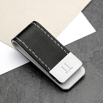 Personalised Black Leather Money Clip, 3 of 6