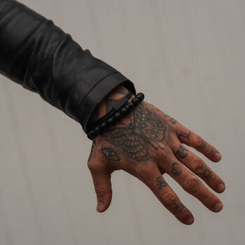 Men's Adjustable Black Braided Leather Bracelet, 4 of 12