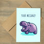 Hippo Personalised Cute Greeting Card, thumbnail 2 of 2