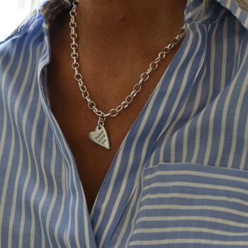 Silver Belcher Chain Heart Necklace, 6 of 7