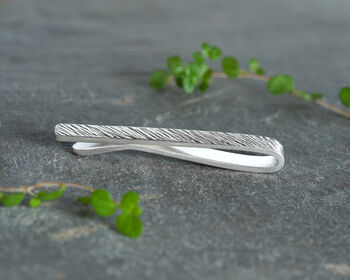 Textured Tie Slide In Solid Sterling Silver, 4 of 4
