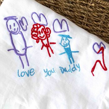 Personalised Children’s Drawing Embroidered Linen Napkins Gift, 7 of 9