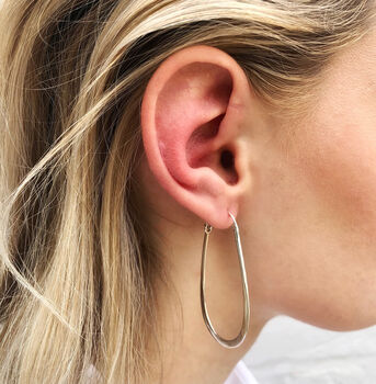 Battered Gold Small Oval Hoop Earrings, 2 of 3