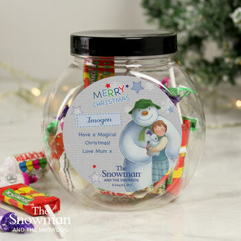 Personalised Christmas Snowman Jar Of Sweets, 2 of 4