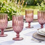 Set Of Four Amethyst Diamond Embossed Wine Goblets, thumbnail 1 of 7
