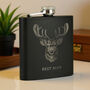Personalised Stag Black Hip Flask, thumbnail 5 of 5