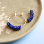 Real Lapis Lazuli Beaded Hoop Earrings, thumbnail 2 of 6