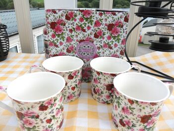 Set Of Four Boxed Palace Mugs In Summertime Chintz Design, 3 of 4