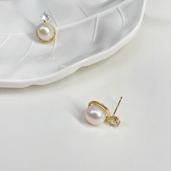 Celestia Zirconia And Pearl Earrings, 4 of 7