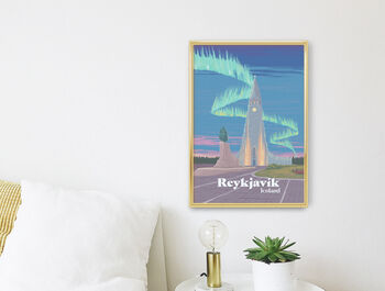 Reykjavik Iceland Travel Poster Art Print, 2 of 8