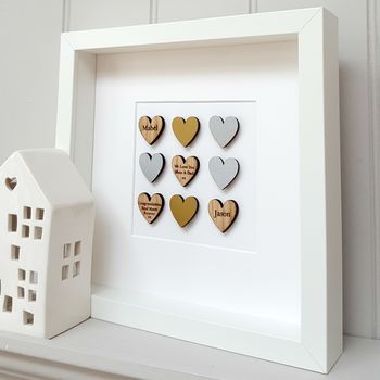Personalised Oak Engagement Love Hearts Artwork, 4 of 5