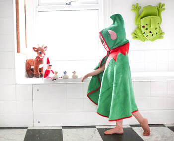 Personalised Christmas Elf Bamboo Soft Hooded Towel, 5 of 9
