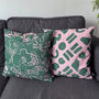Love Pink And Green Geometric Cushion, thumbnail 3 of 4