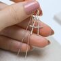 Sterling Silver Cross Threader Earrings, thumbnail 3 of 8