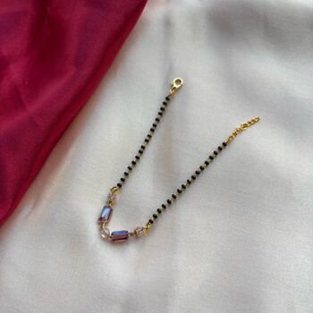 Minimalistic Black Beaded Crystal Slim Mangalsutra Bracelet, 2 of 4