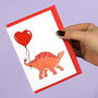 Heart Stegosaurus Dinosaur Greeting Card, thumbnail 3 of 3