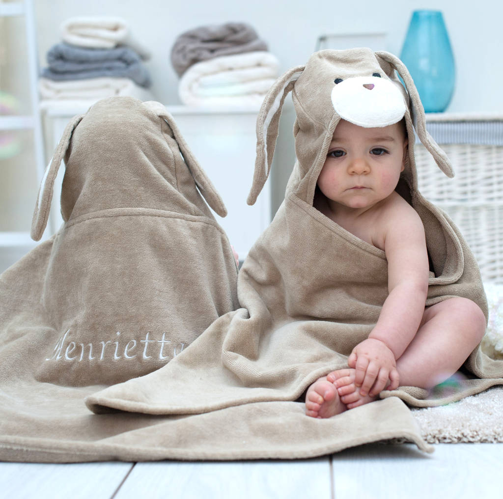 Personalised Hazel Bunny Baby Towel By Bathing Bunnies