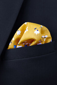 Wedding Handmade 100% Cotton Floral Print Tie In Yellow, 12 of 12