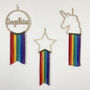 Wooden Star With Luxury Rainbow Knitted Fringing, thumbnail 3 of 12