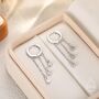 Sterling Silver Dangle Cz Crystal Huggie Hoop Earrings, thumbnail 1 of 11